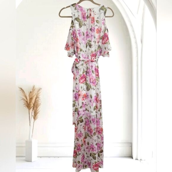 Calvin Klein Cold Shoulder Floral Maxi Dress, Size 8 - Picture 3 of 6